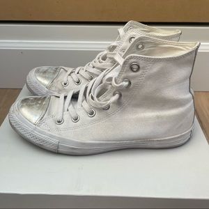 White & Silver Converse Chucks